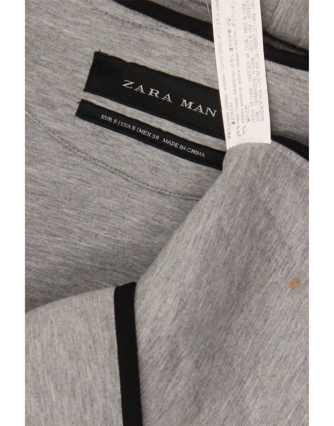 Zara Herren ärmelloser Kapuzenpullover mit Reißverschluss, klein, grau, Polyester