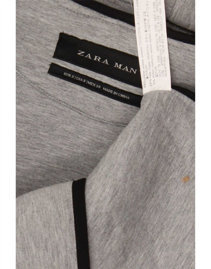 Zara Herren ärmelloser Kapuzenpullover mit Reißverschluss, klein, grau, Polyester