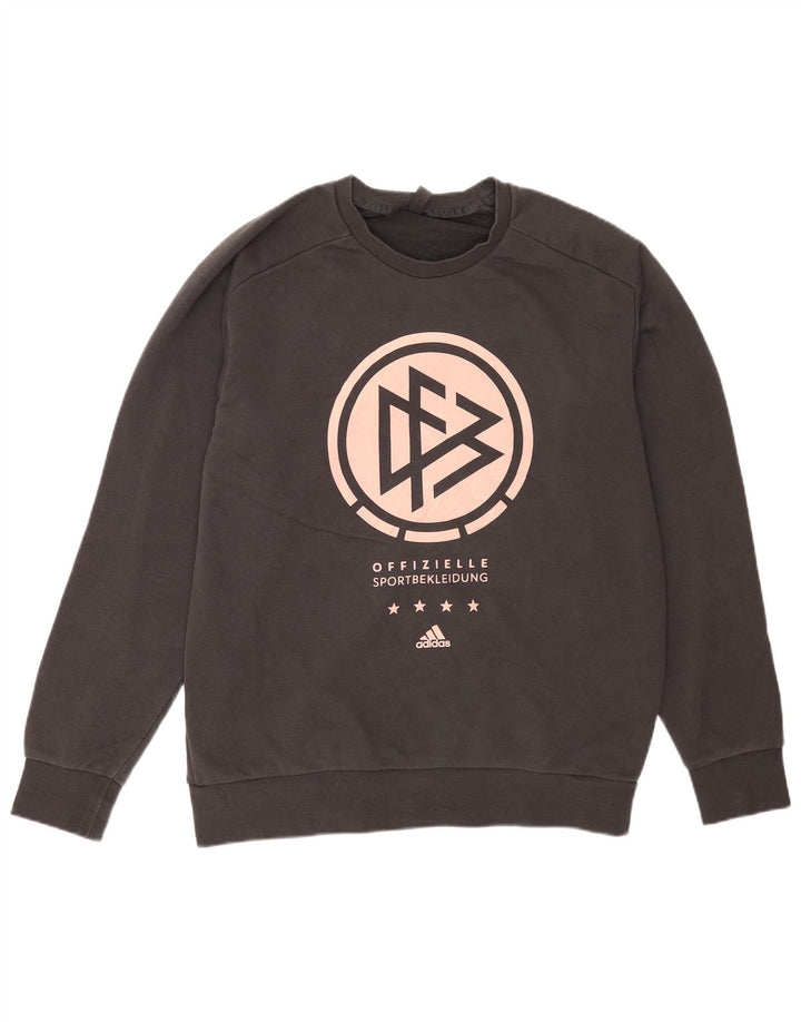 Adidas Herren Grafik-Sweatshirt mit normaler Passform, groß, graue Baumwolle