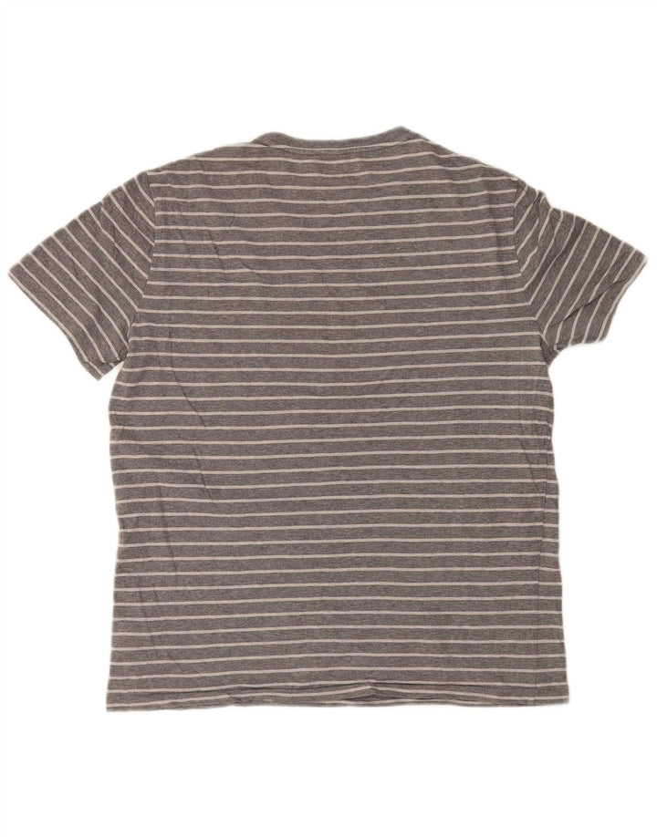 Polo Ralph Lauren Herren-T-Shirt-Oberteil aus mittelgrauer, gestreifter Baumwolle