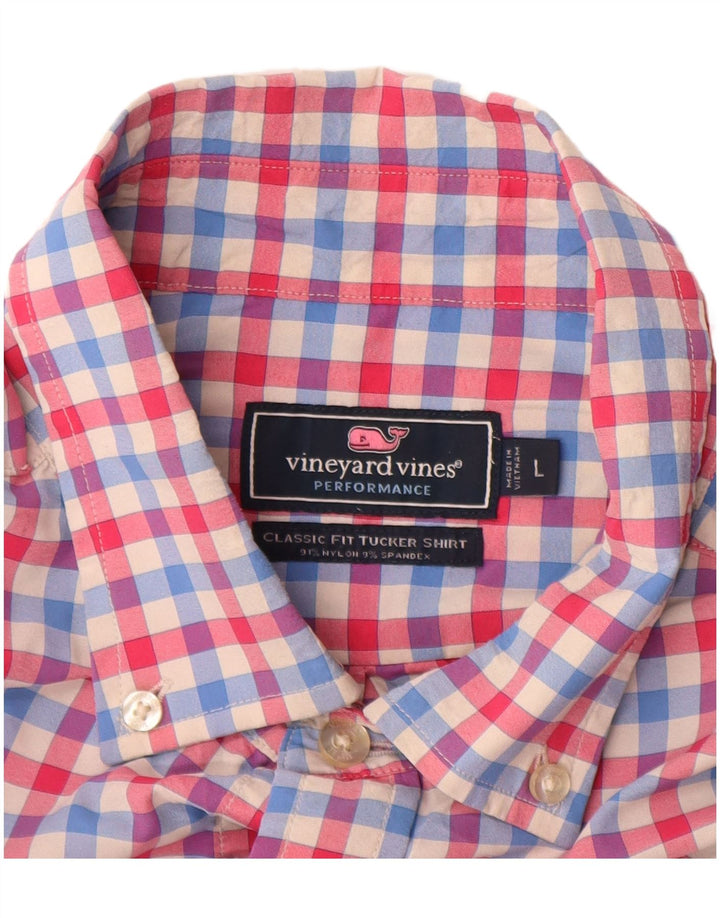VINEYARD VINES Herren-Hemd mit klassischer Passform, großes, mehrfarbiges Gingham-Nylon