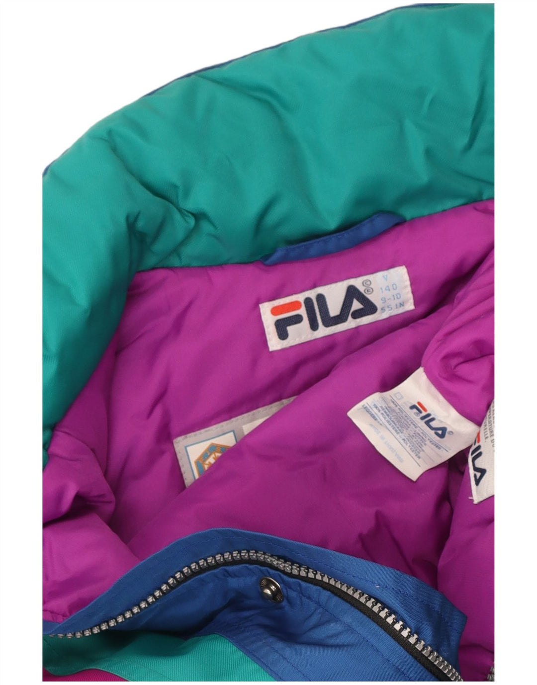Fila Ski-Overall für Jungen, 9–10 Jahre, blaues Farbblock-Polyester