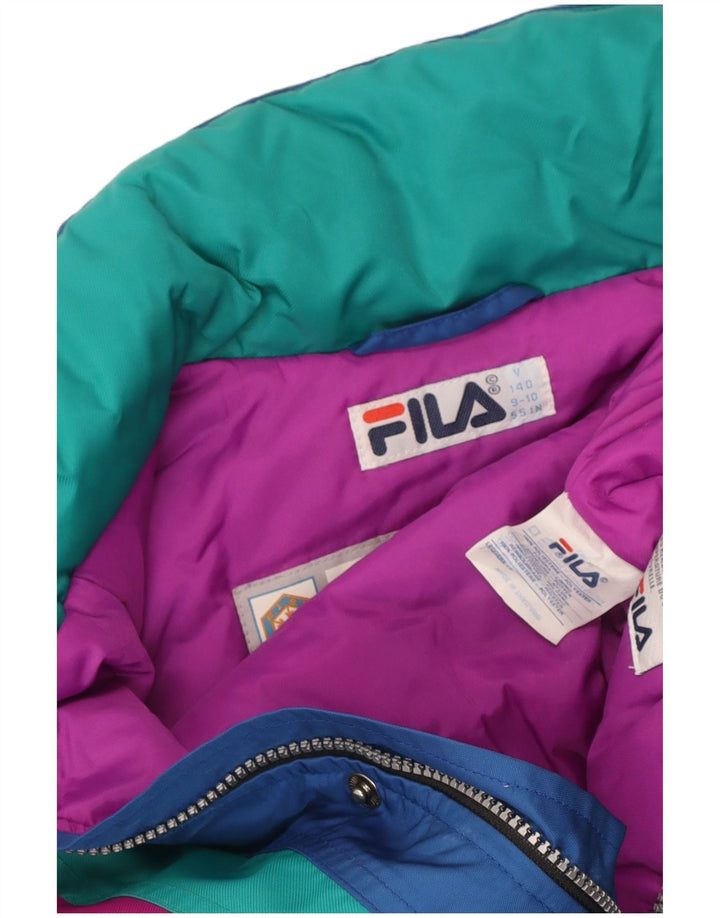 Fila Ski-Overall für Jungen, 9–10 Jahre, blaues Farbblock-Polyester