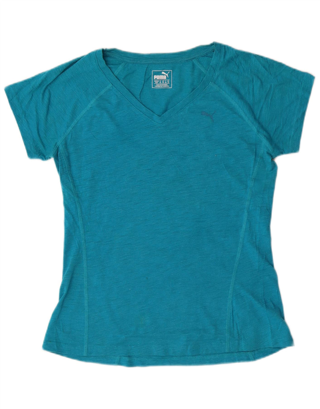 Puma Damen T-Shirt Top UK 12 Mittelblau gefleckte Baumwolle