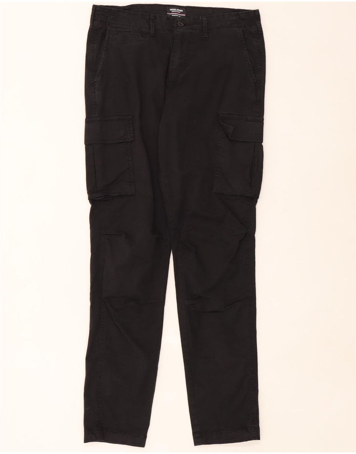 Jack & Jones Herren gerade Cargohose W34 L32 schwarze Baumwolle