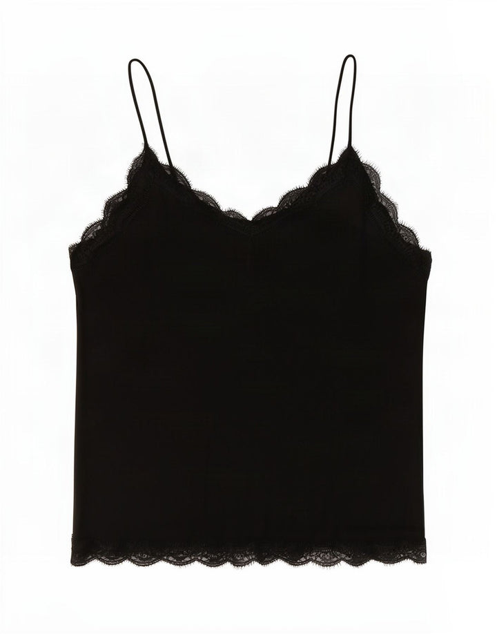 Zara Damen Crop Cami Top UK 16 Large Schwarz Polyester