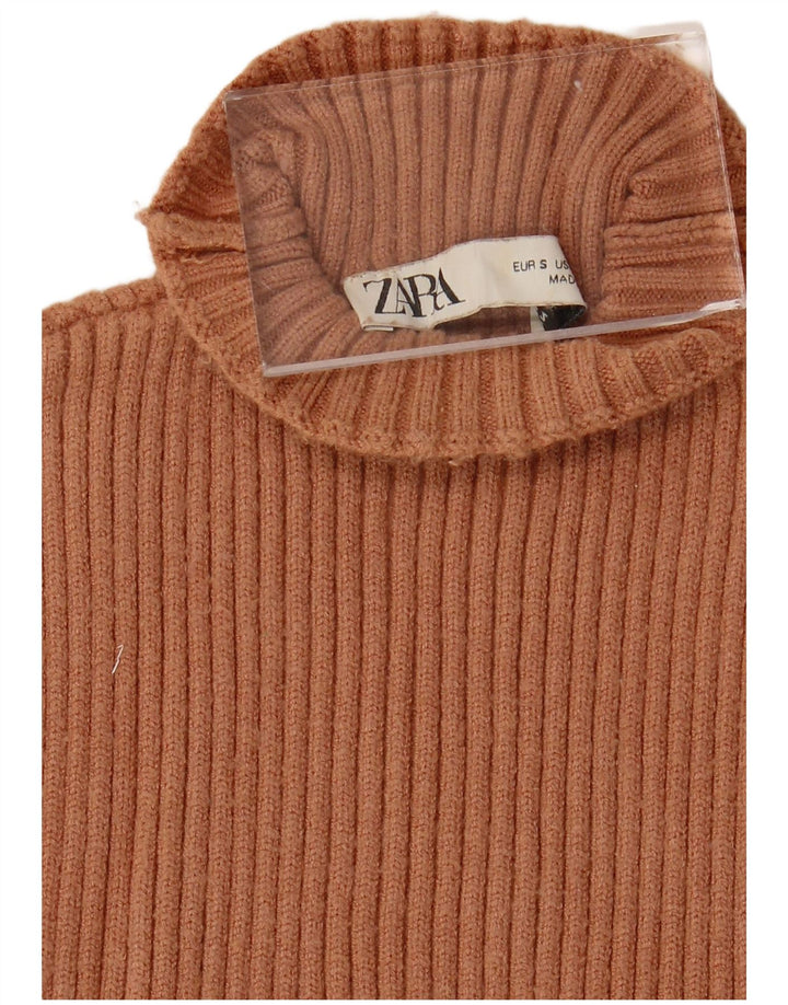 Zara Damen Crop Vest Tank Top UK 10 Small Braun