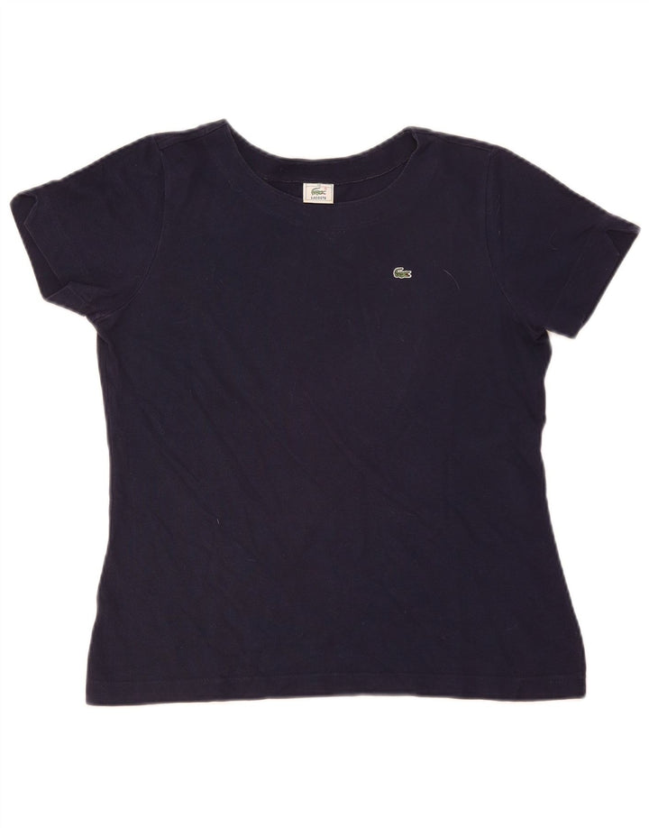 Lacoste Damen T-Shirt Top Größe 40 Medium Marineblau Baumwolle