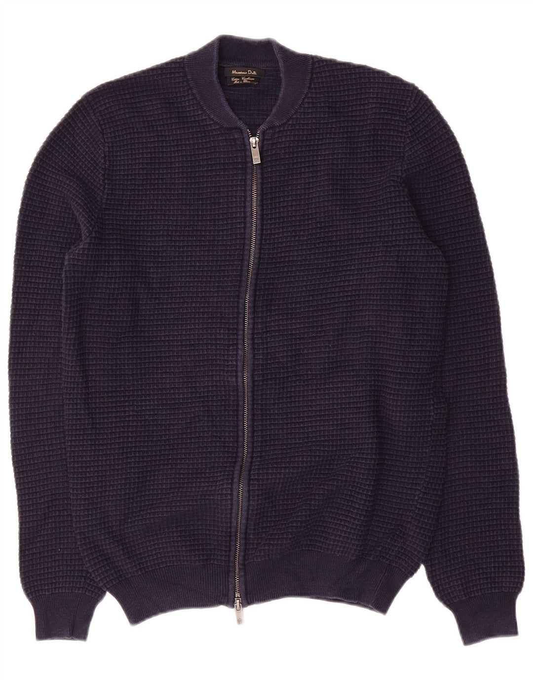 Massimo Dutti Herren-Strickjacke aus mittelblauer Baumwolle