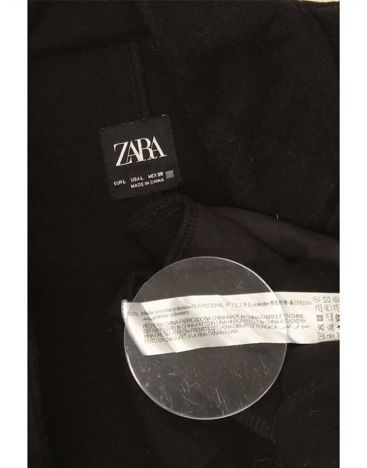 Zara Damen Mantel UK 16 Large Schwarz Polyester