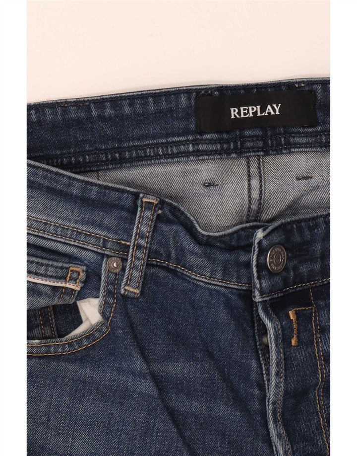 Replay Herren Grover Straight Jeans W34 L32 Blau