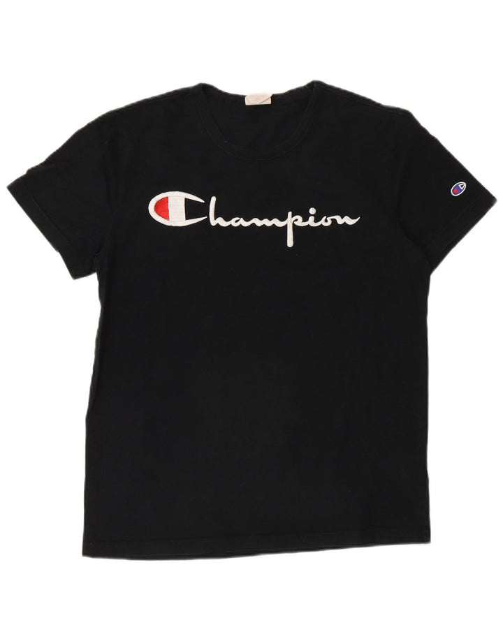 Champion Herren-T-Shirt mit Grafik, Größe S, schwarze Baumwolle