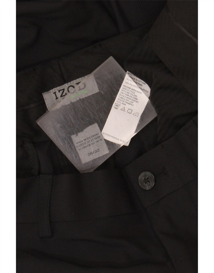 Izod Herren-Freizeithose, gerade, W36, L32, Schwarz, Polyester