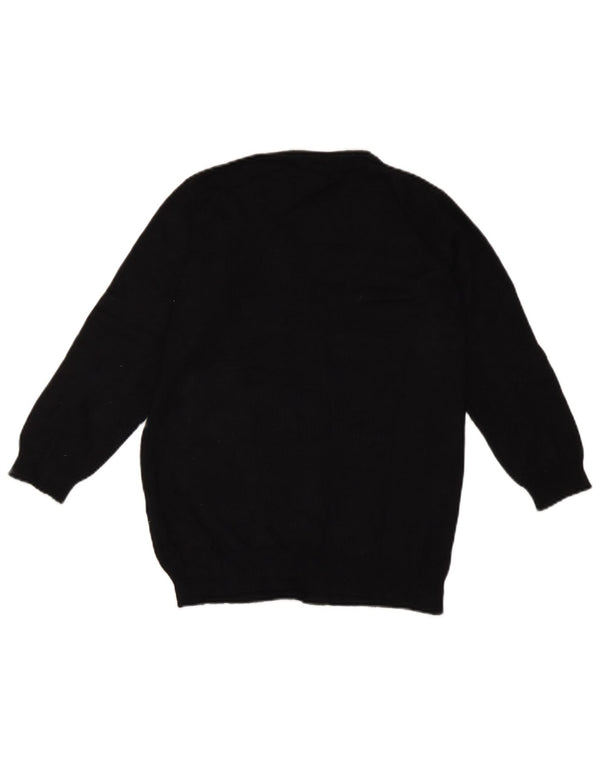Marks & Spencer Damen-Pullover mit 3/4-Ärmeln und V-Ausschnitt, Gr. 10, Größe S, Schwarz
