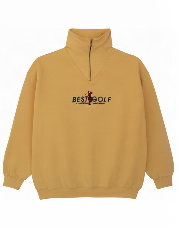 Marc Gibaldi Herren-Sweatshirt mit Golf-Grafik und Reißverschluss am Hals, Größe L, Gelb