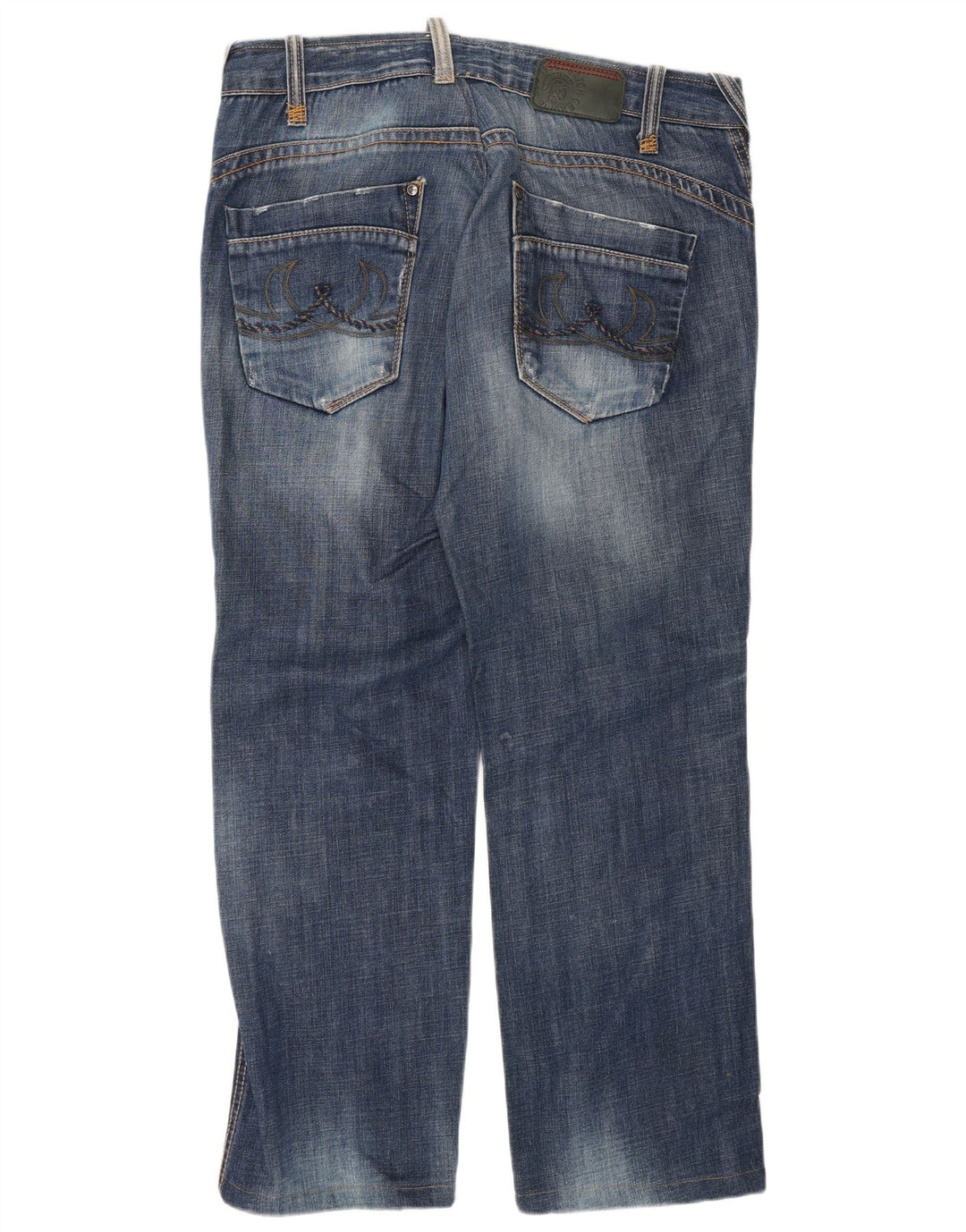 Datch Herren Distressed Straight Jeans W36 L30 Marineblau Baumwolle