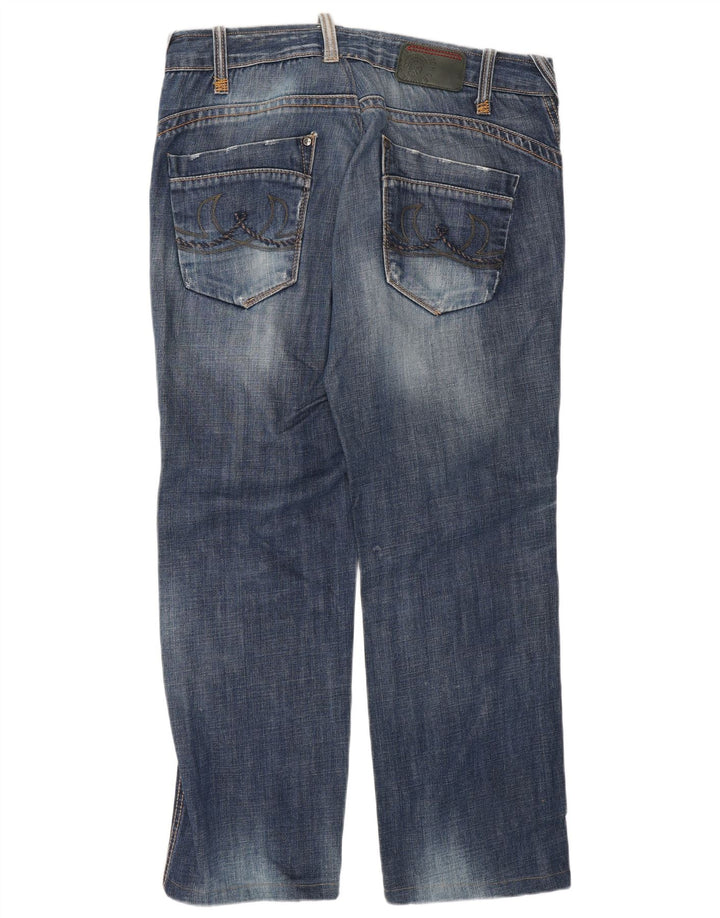 Datch Herren Distressed Straight Jeans W36 L30 Marineblau Baumwolle