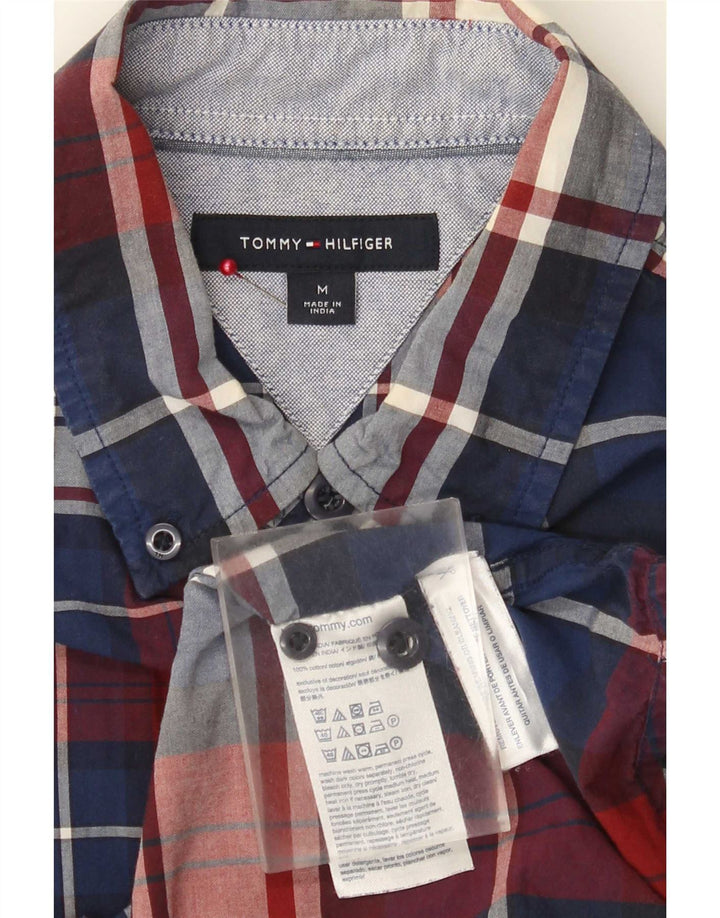 Tommy Hilfiger Herren-Hemd mit normaler Passform, mittelblaue karierte Baumwolle