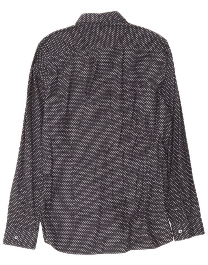 Ted Baker Herrenhemd, Größe 3, mittelgrau gefleckte Baumwolle