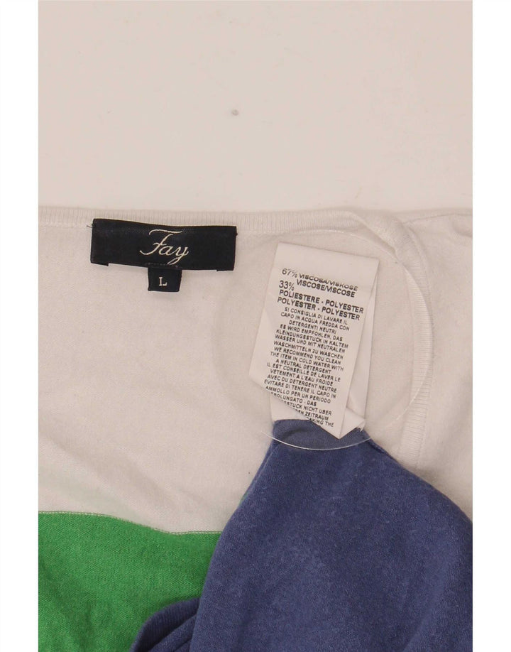 Fay Damen-Oberteil, langärmlig, UK-Größe 44, groß, mehrfarbig, Colourblock-Viskose
