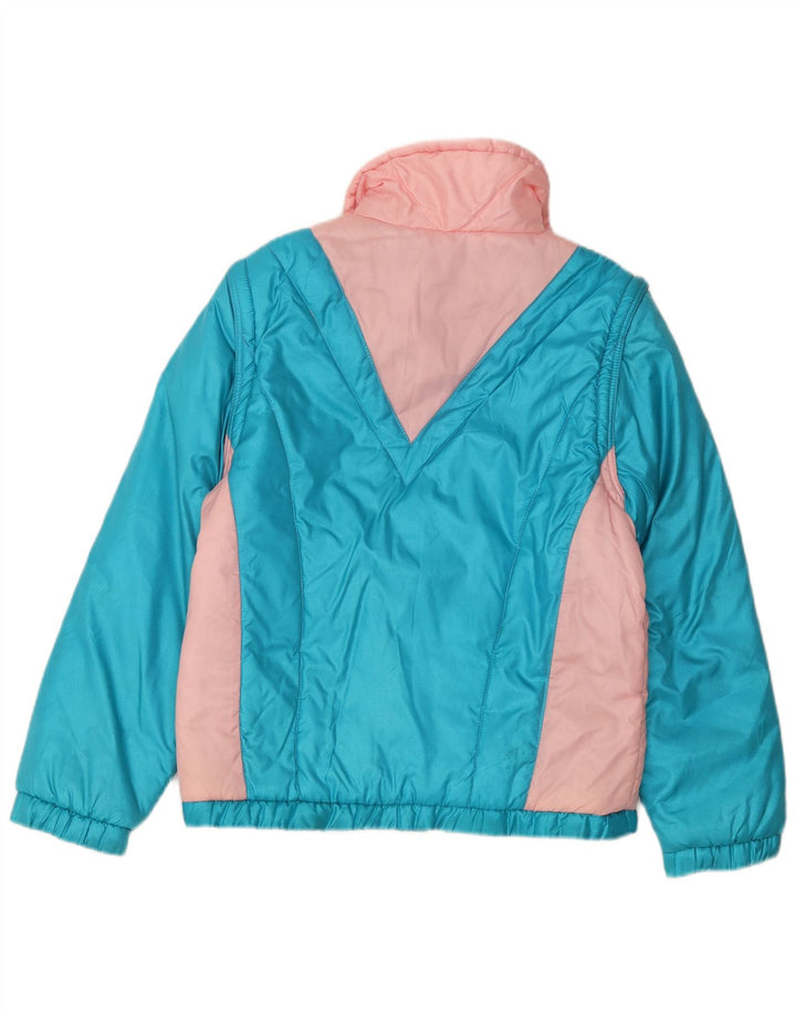 Vintage Damen Windjacke IT 44 Mittelblaues Colourblock-Polyester