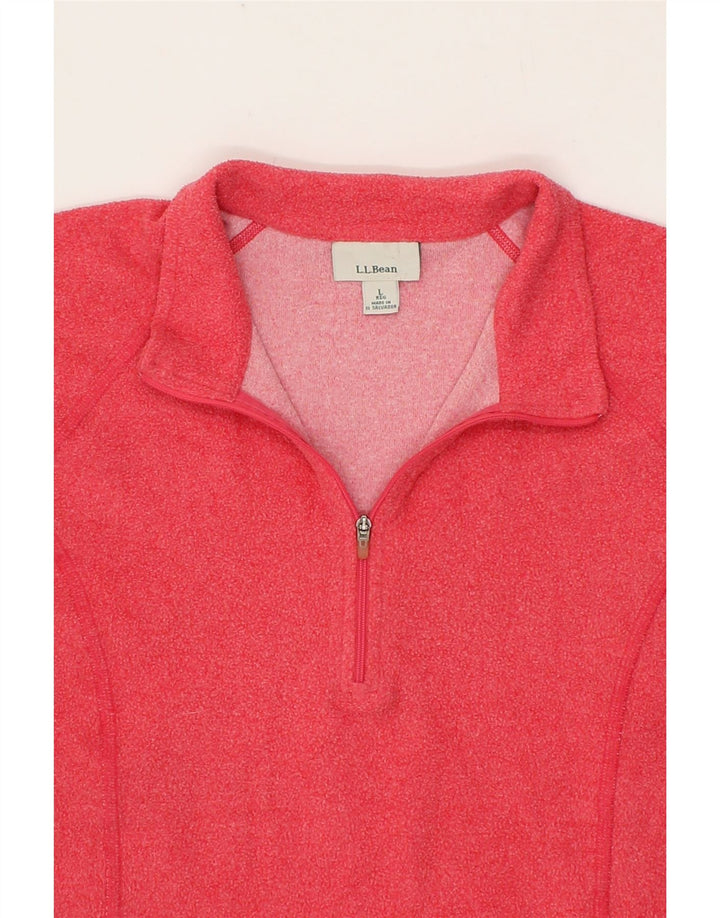 L.L.BEAN Womens Zip Neck Fleece Jumper UK 16 Large Pink Polyester Vintage L.L.Bean and Second-Hand L.L.Bean from Messina Hembry 