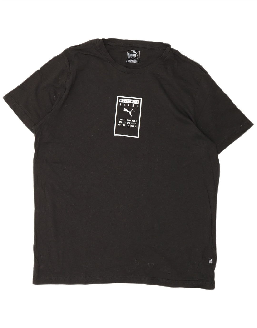 PUMA Mens Graphic T-Shirt Top Large Black Cotton