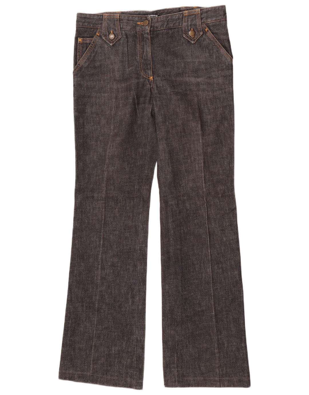 Dolce & Gabbana Damen Schlagjeans IT 44 Mittel W32 L33 Graue Baumwolle
