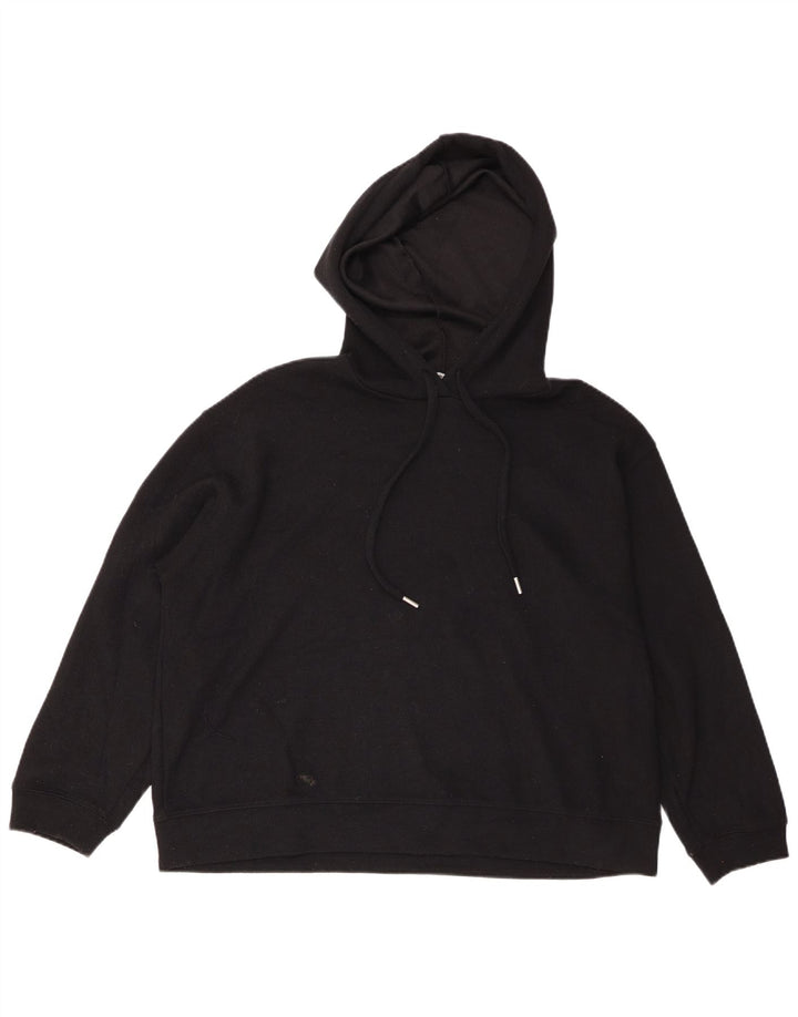 Zara Damen Übergroßer Kapuzenpullover UK 14 Mittelschwarzes Polyester
