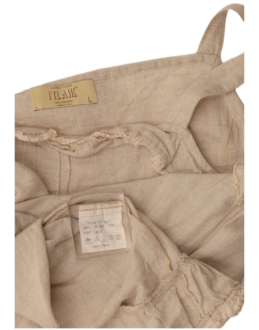 ALVIERO MARTINI Damen Crop Cami Top UK 14 Large Beige Leinen