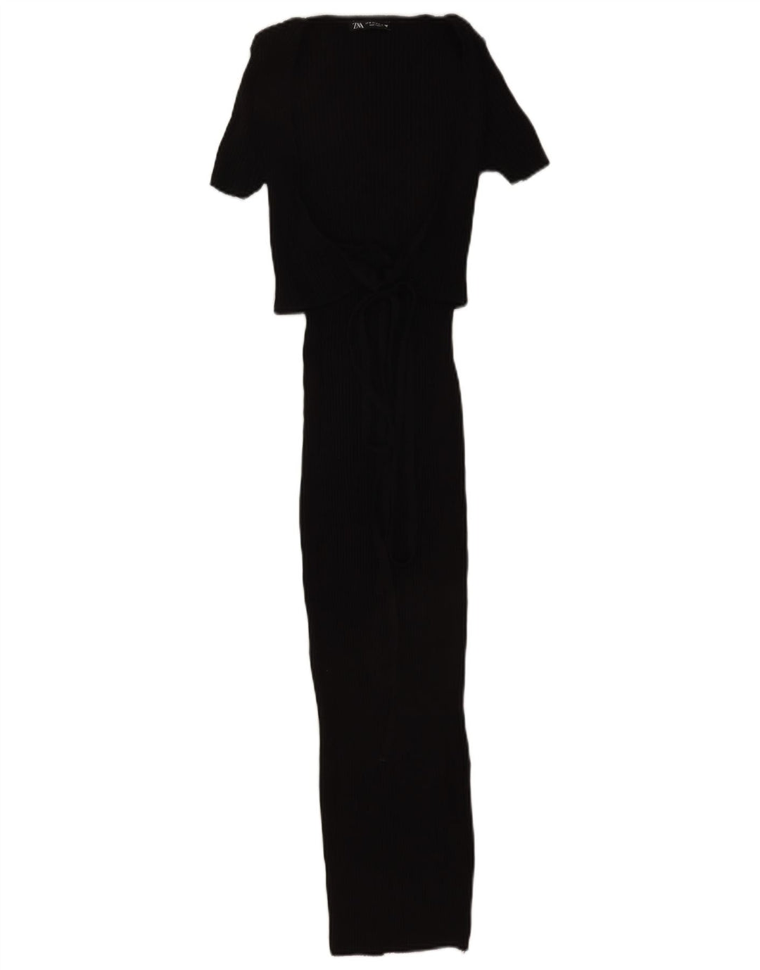 Zara Damen Maxikleid UK 12 Mittelschwarze Baumwolle