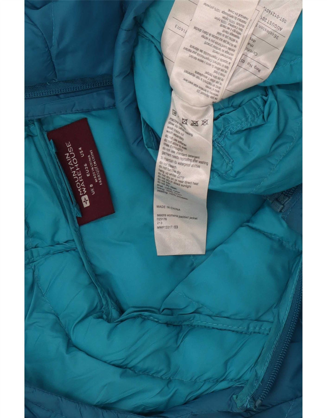 Mountain Warehouse Wattierte Damenjacke mit Kapuze, UK 8, Größe S, blaues Nylon
