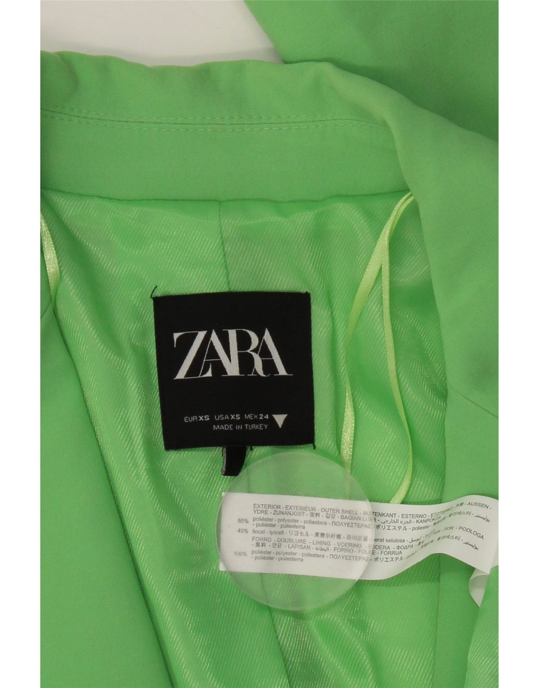 Zara Damen-Blazer mit 1 Knopf, übergroß, Gr. 6, XS, Grün, Polyester