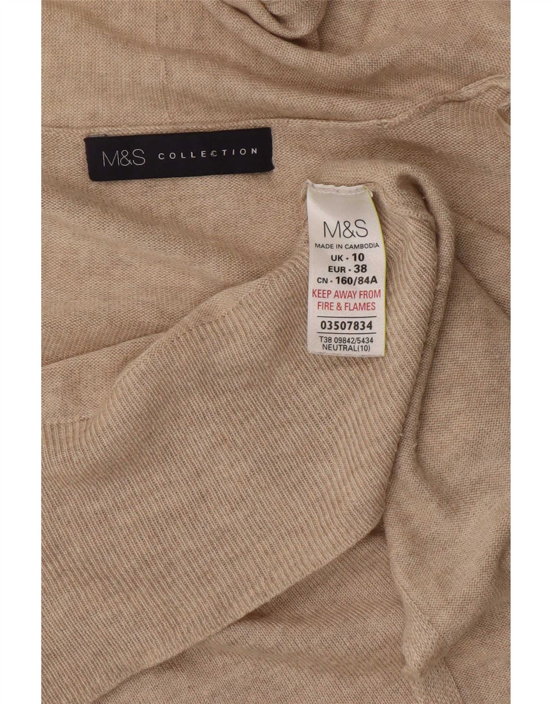 Marks & Spencer Damen Übergroßer offener Cardigan-Pullover UK 10 Small Beige