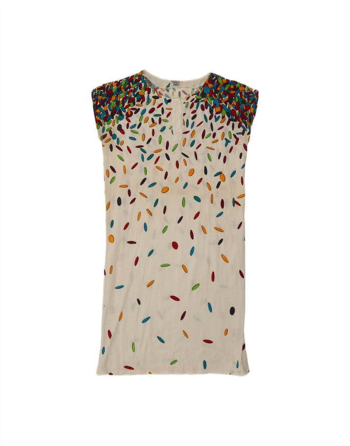 VINTAGE Womens Tent Dress UK 14 Medium White Spotted