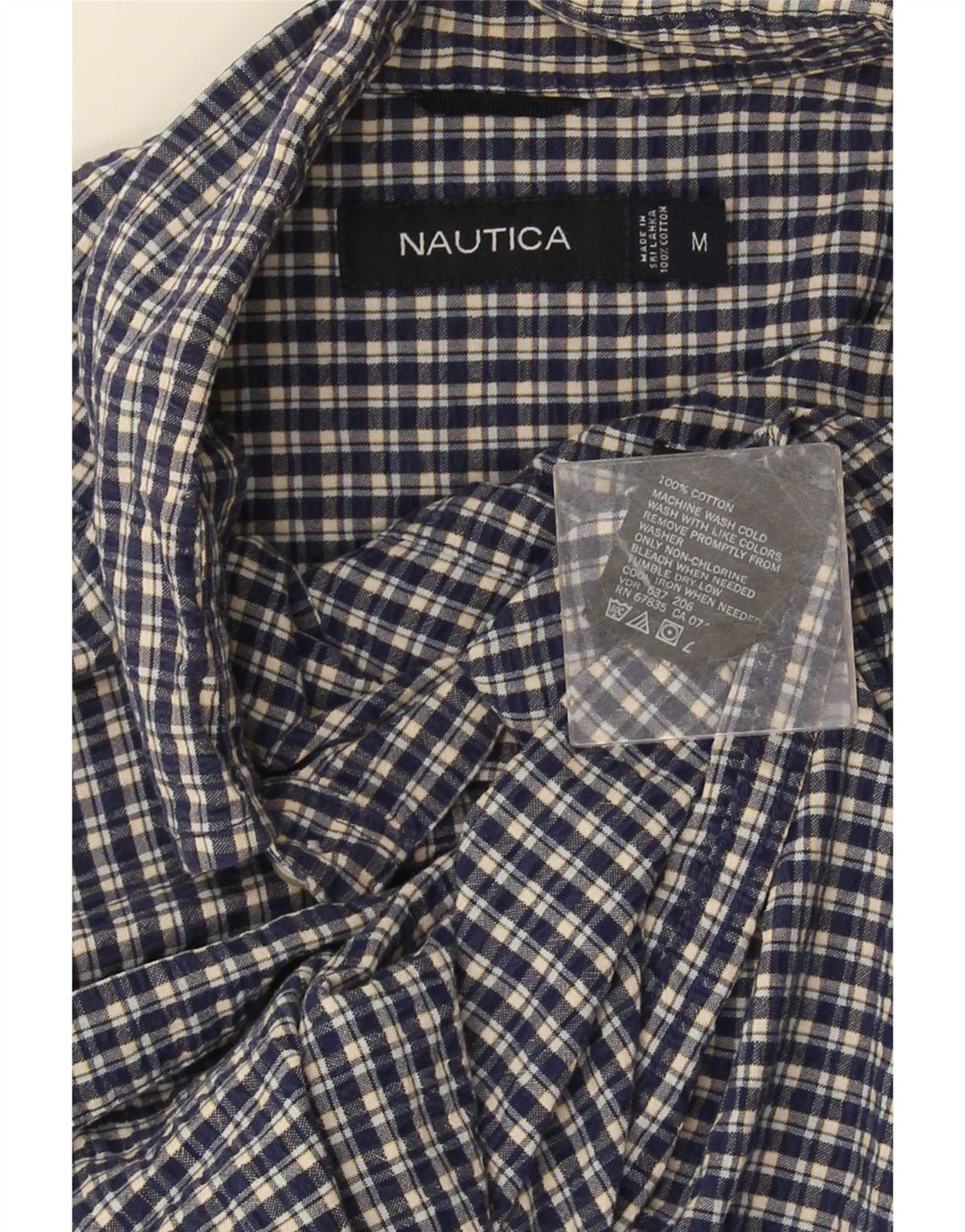 Nautica Herren-Kurzarmhemd aus mittelblauer Gingham-Baumwolle