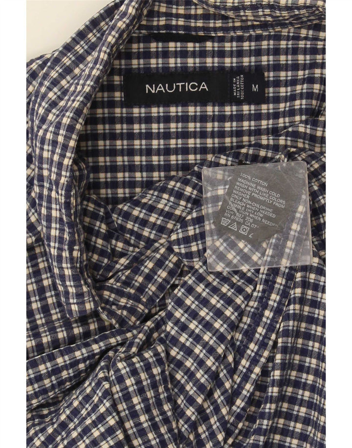 Nautica Herren-Kurzarmhemd aus mittelblauer Gingham-Baumwolle