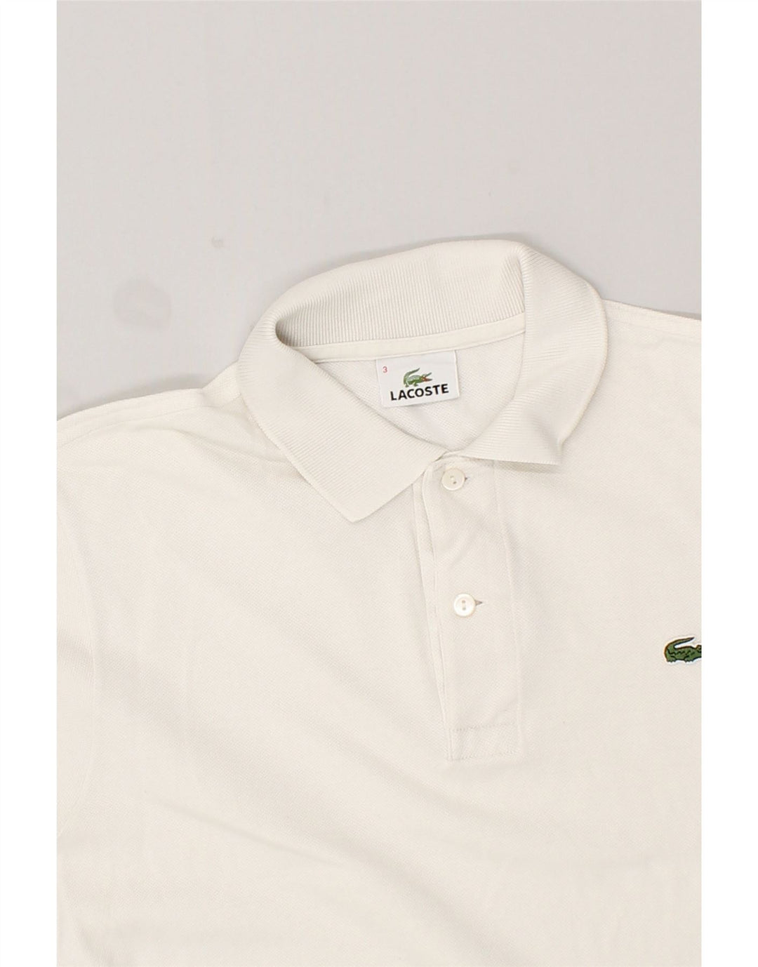 LACOSTE Herren-Poloshirt, Größe 3, klein, weiße Baumwolle