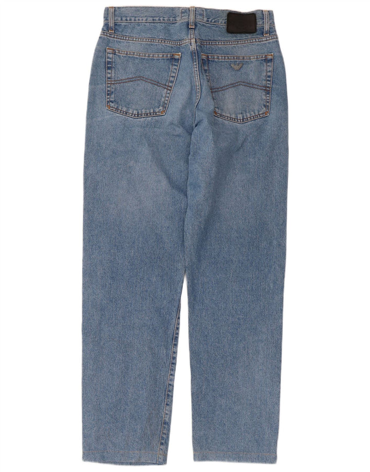 ARMANI Damen Straight Jeans W34 L31 Blaue Baumwolle