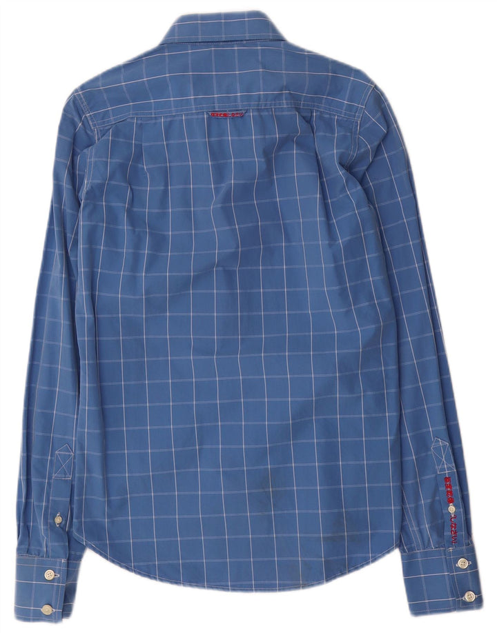 Superdry Herrenhemd aus Baumwolle, klein, blau kariert
