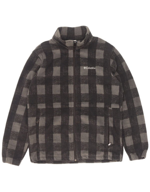 Columbia Mens Fleece Jacket UK 40 Large Grey Check Polyester