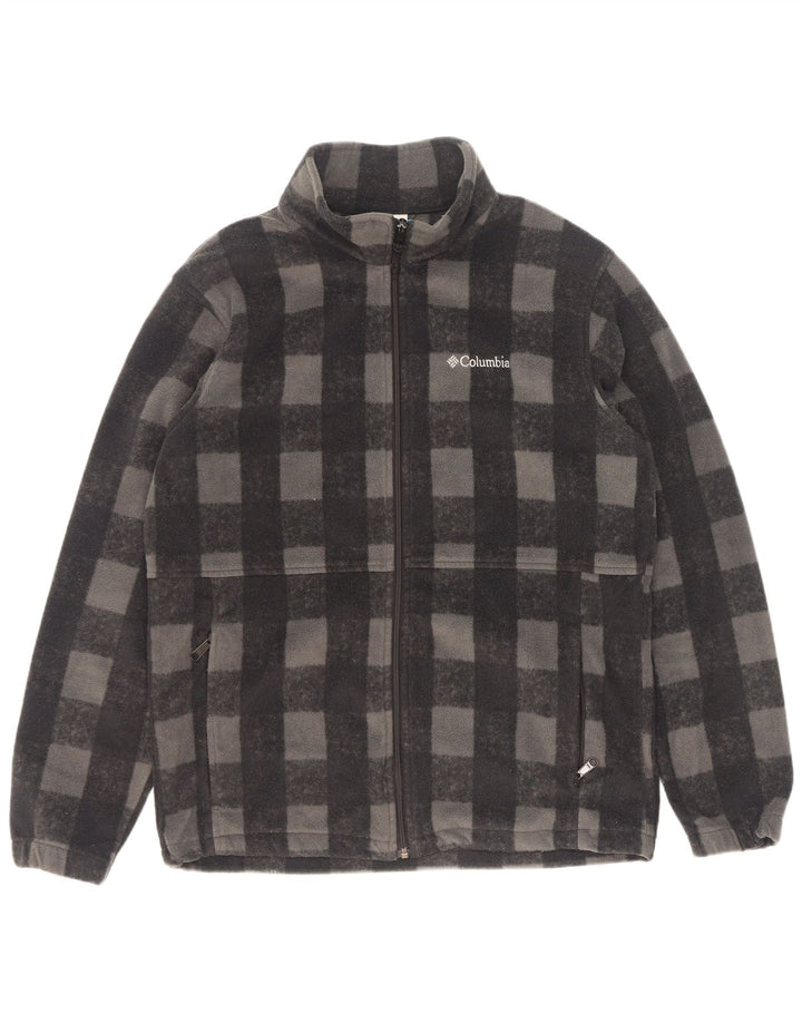 Columbia Herren-Fleecejacke, UK 40, großes grau kariertes Polyester
