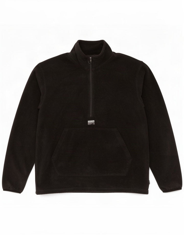 Volcom Herren-Fleecepullover mit Reißverschluss am Hals, groß, schwarzes Polyester