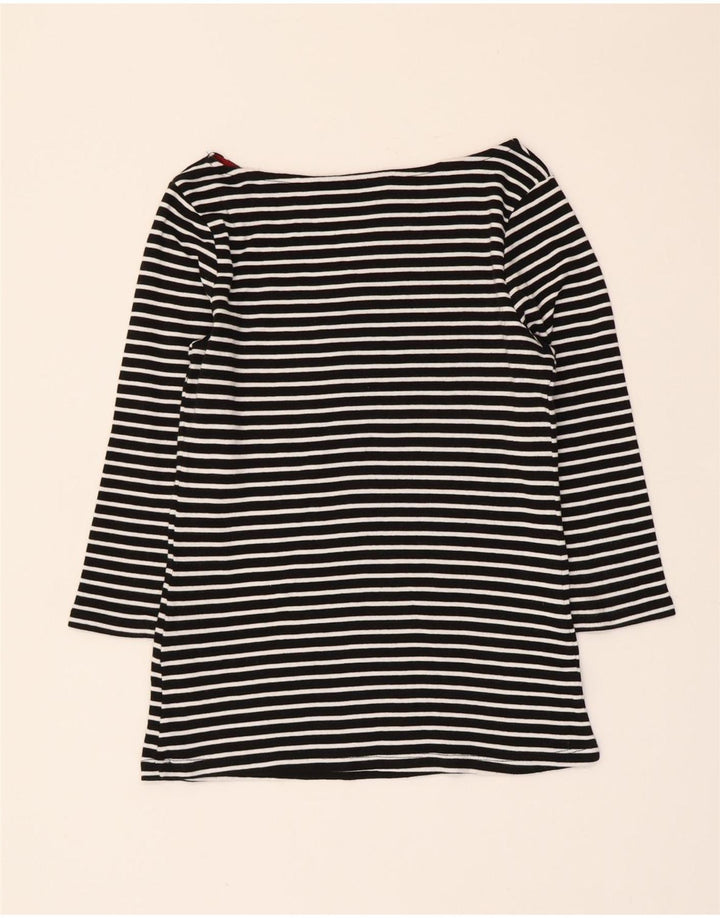 Zara Damen Crop Top 3/4 Ärmel UK 12 Mittelschwarz gestreift nautisch