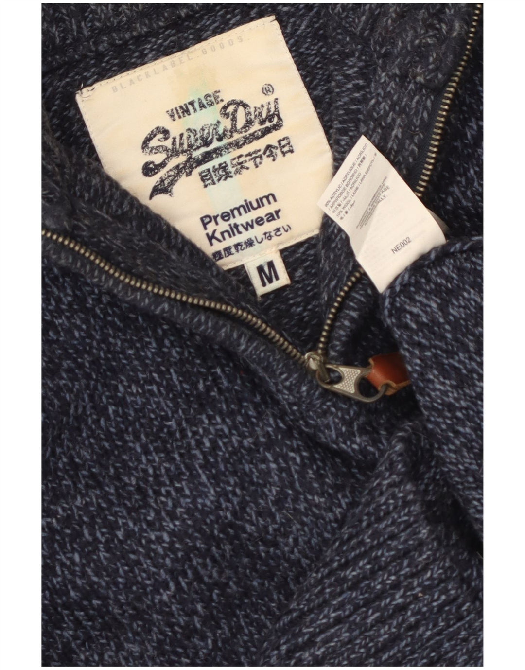 Superdry Damen-Pullover mit Reißverschluss am Hals, UK 14, mittleres Marineblau meliert