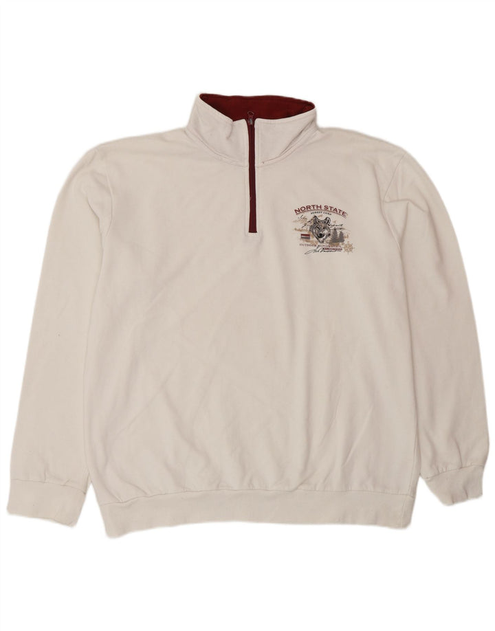 ATLAS FOR MEN Herren-Sweatshirt mit grafischem Reißverschluss, Größe L, Baumwolle, Weiß