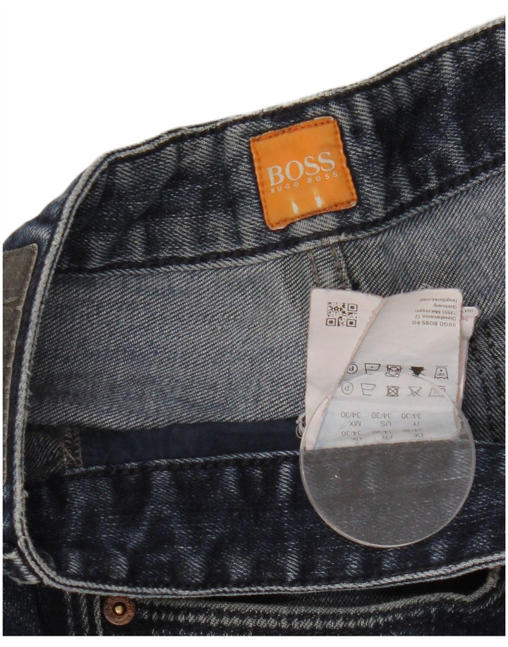 HUGO BOSS Herren Straight Jeans W34 L27 Blaue Baumwolle