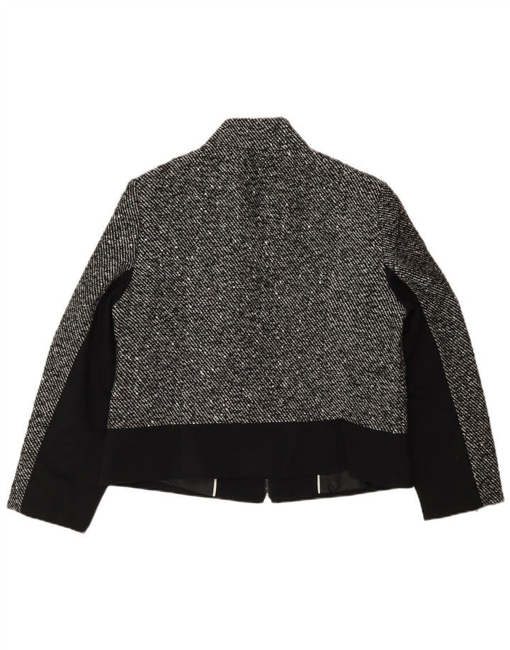 Marks & Spencer Damen Bomberjacke UK 14 Large Grau geflecktes Polyester