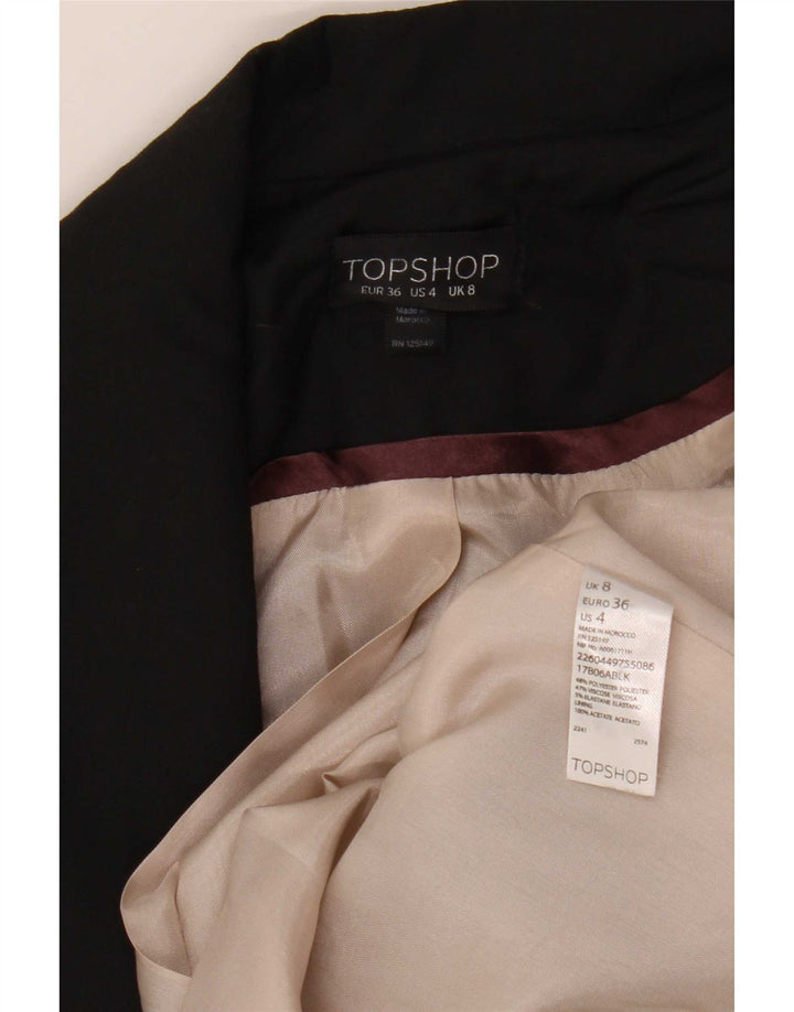 Topshop Womens Open Blazer Jacke UK 8 Small Schwarz Polyester