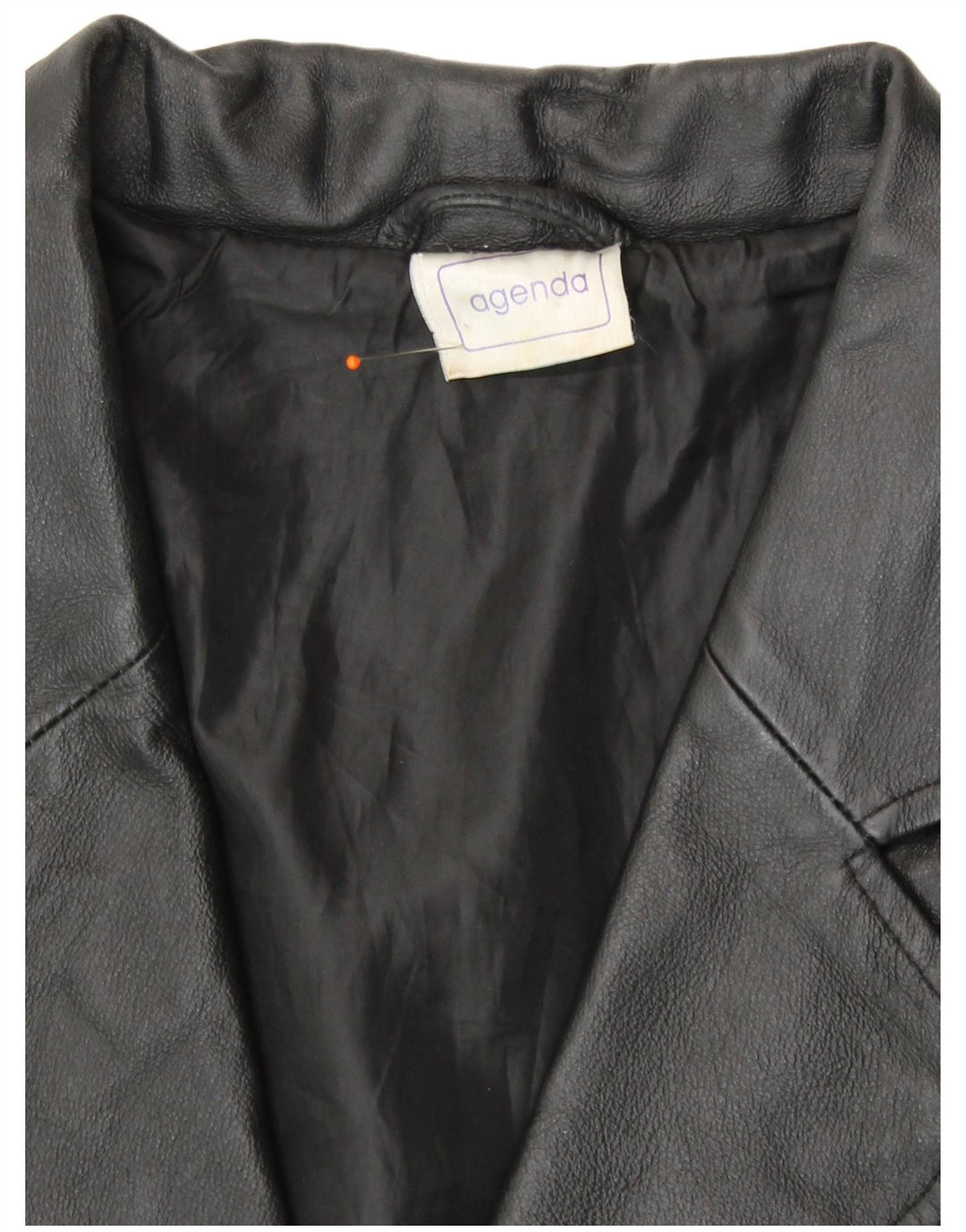 Agenda Damen 3-Knopf-Lederblazerjacke UK 24 4XL Schwarzes Leder